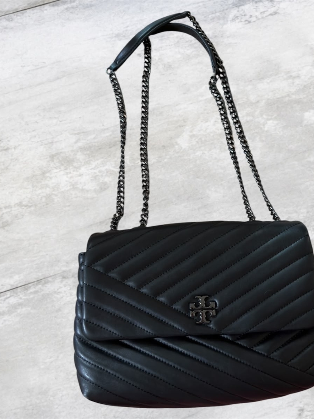Tory Burch Black Quilted Leather Chain Shoulder KYRA Bag